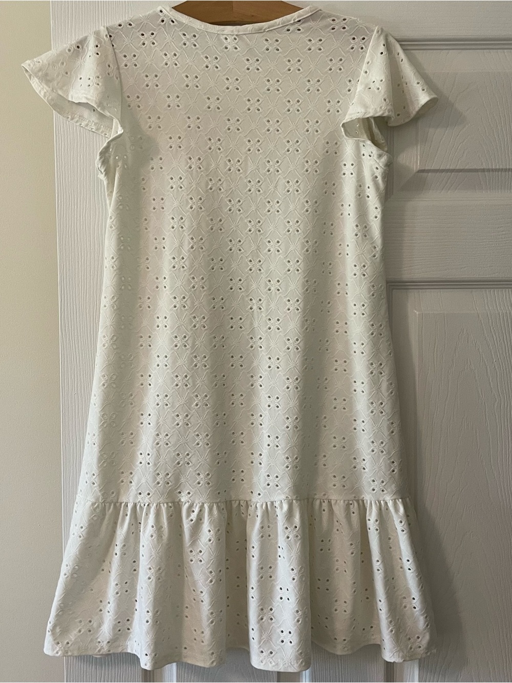 Off White Eyelet Ruffle Dress - Picture 2 of 4